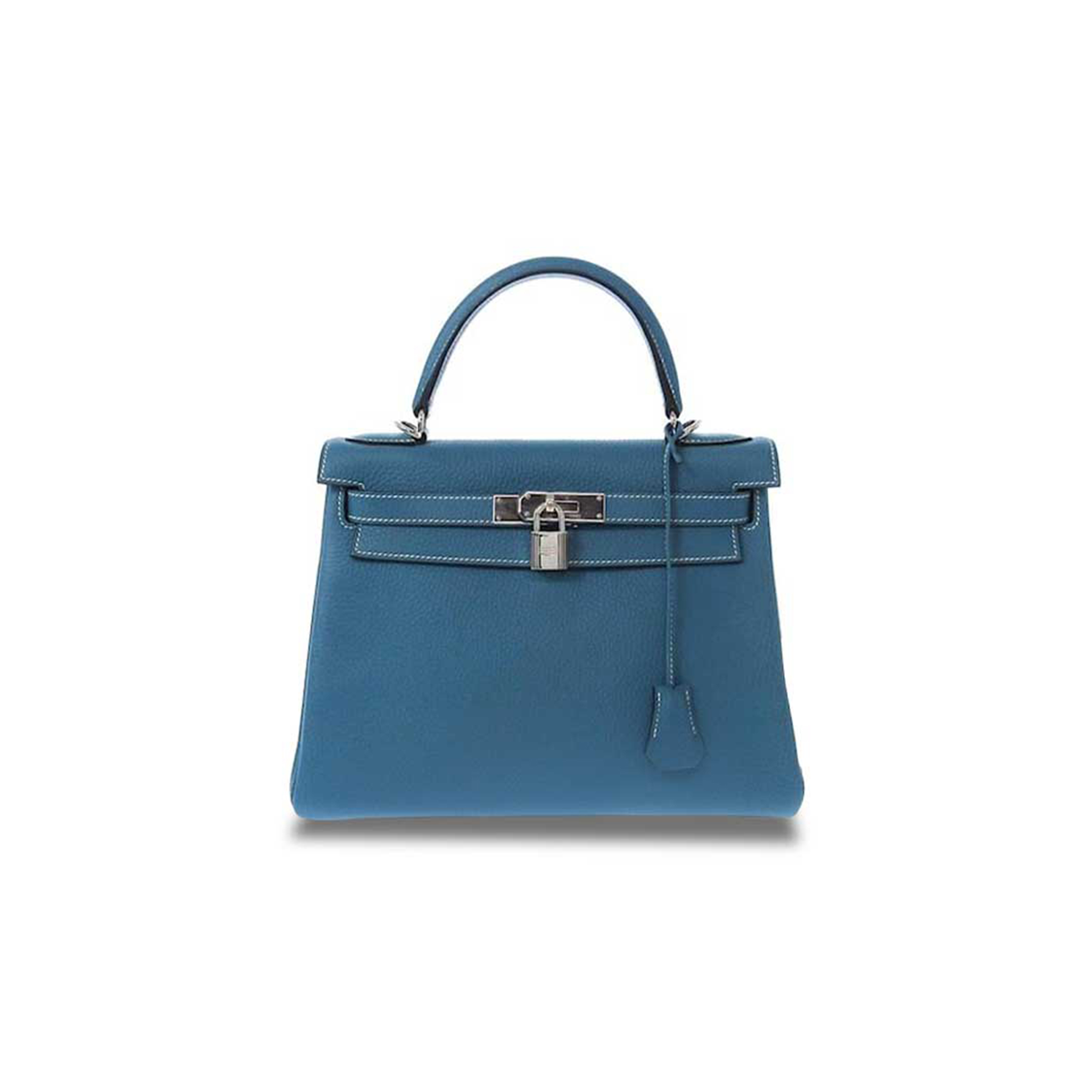 HERMÈS MASTER KELLY 28 TOGO DENIM BLUE SILVER BUCKLE (28*22*10cm)